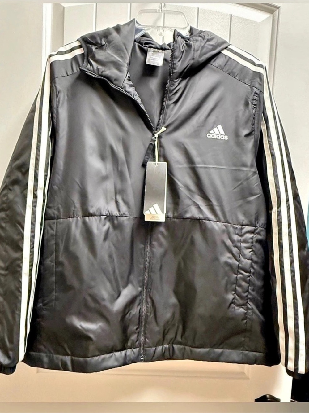 adidas Essentials 3-Stripes Woven Windbreaker Men's Black Track Jacket